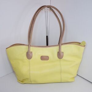 Isanti Yellow Leather Shoulder Bag Tote Purse 18"×10"×5" Bright Casual Office
